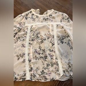 Floral Lace Trim Blouse